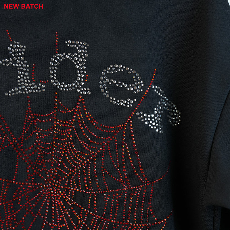 Sp5Der Rhinestone Logo Hoodie Black