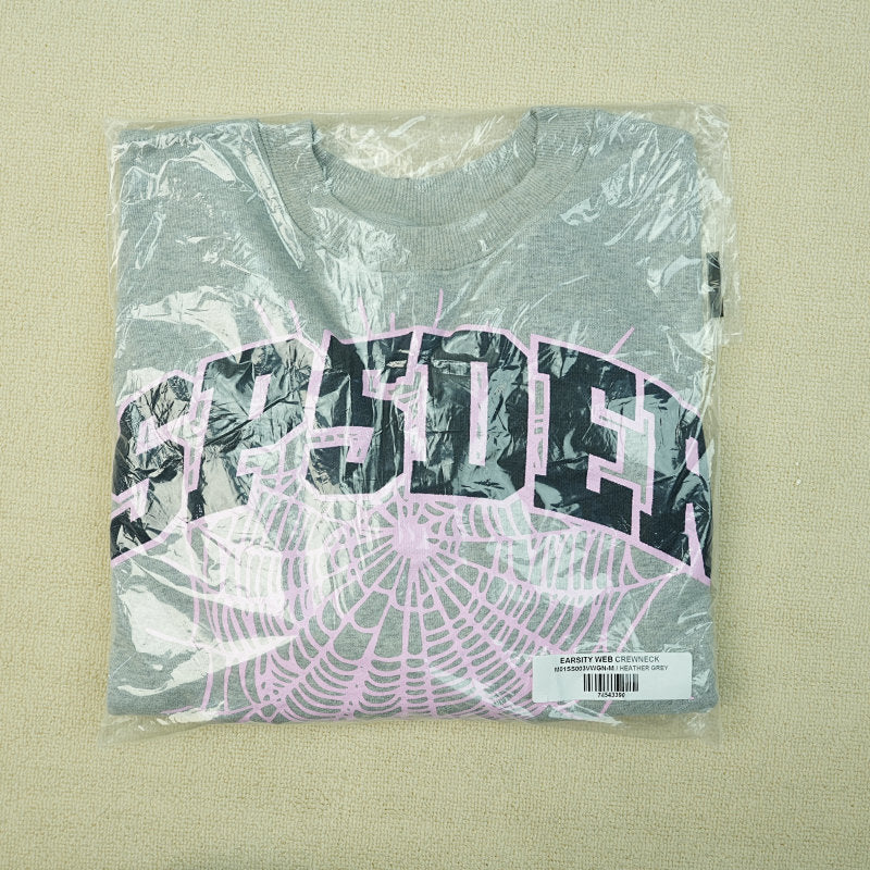 Sp5der Varsity Web Crewneck Heather Grey