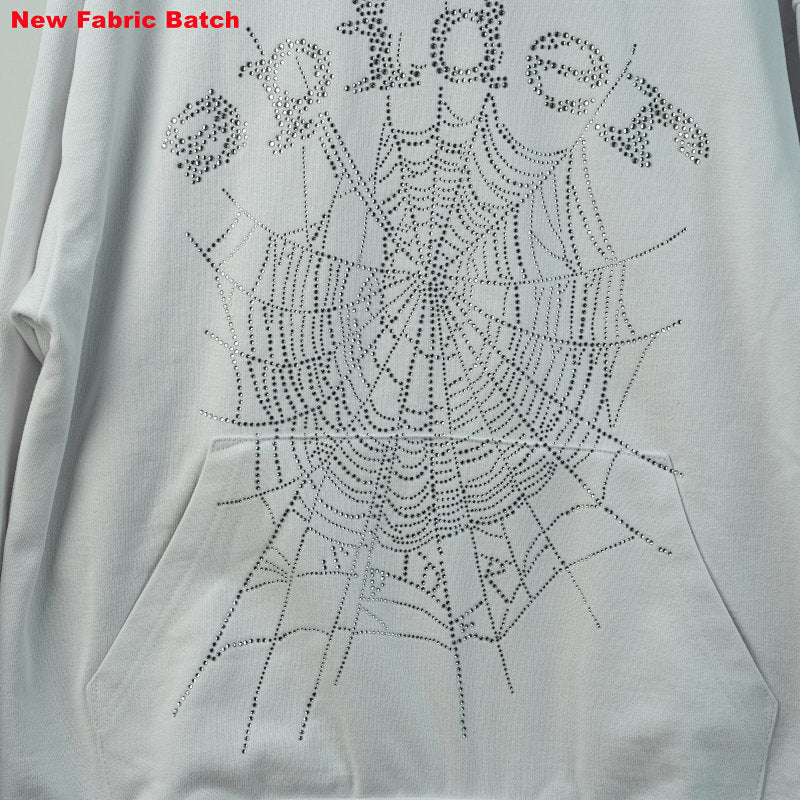 Sp5Der Rhinestone Logo Hoodie White