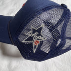 Navy Trucker Cap with NY Logo and Lips Embroidery