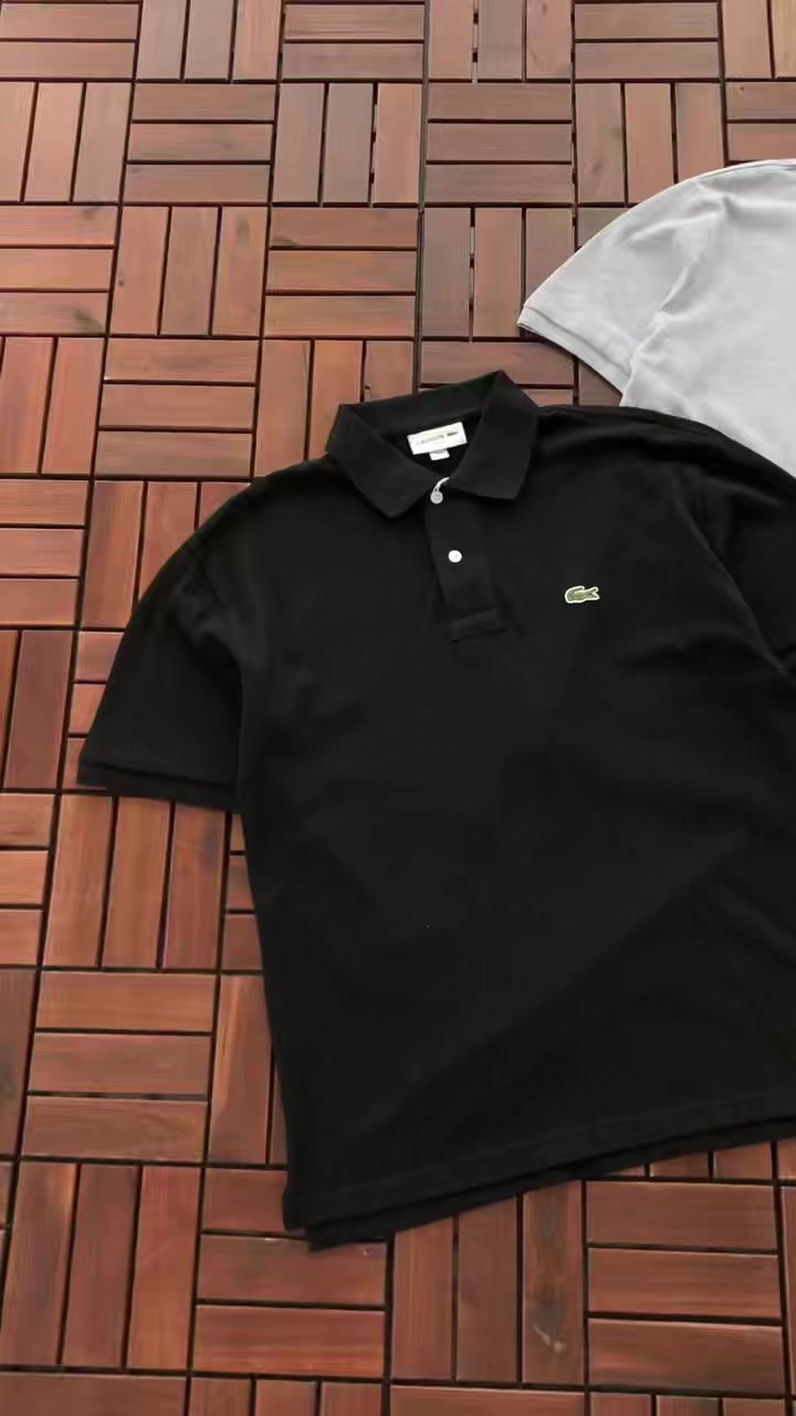 Lacoste Black Grey Slim-Fit Polo Shirt