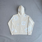 Rhinestone Cotton Wreath Zip Hoodie