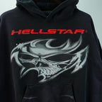 Hellstar Airbrushed Skull Hoodie Black
