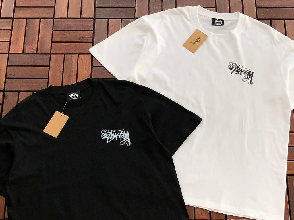 Black White Design Graphic Stussy T-Shirt