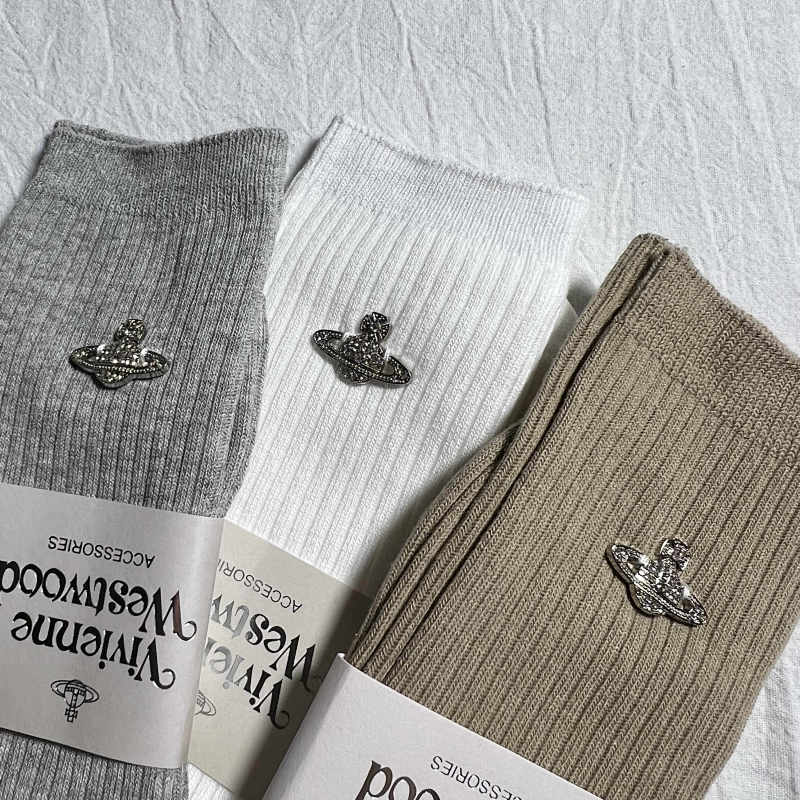 Vivienne Westwood Crew Socks - Gray/Tan/White/Black