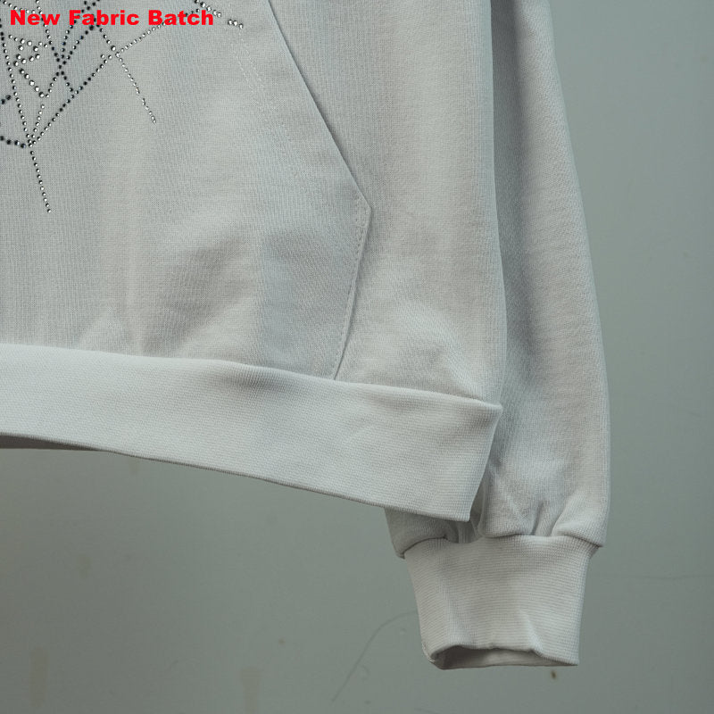 Sp5Der Rhinestone Logo Hoodie White