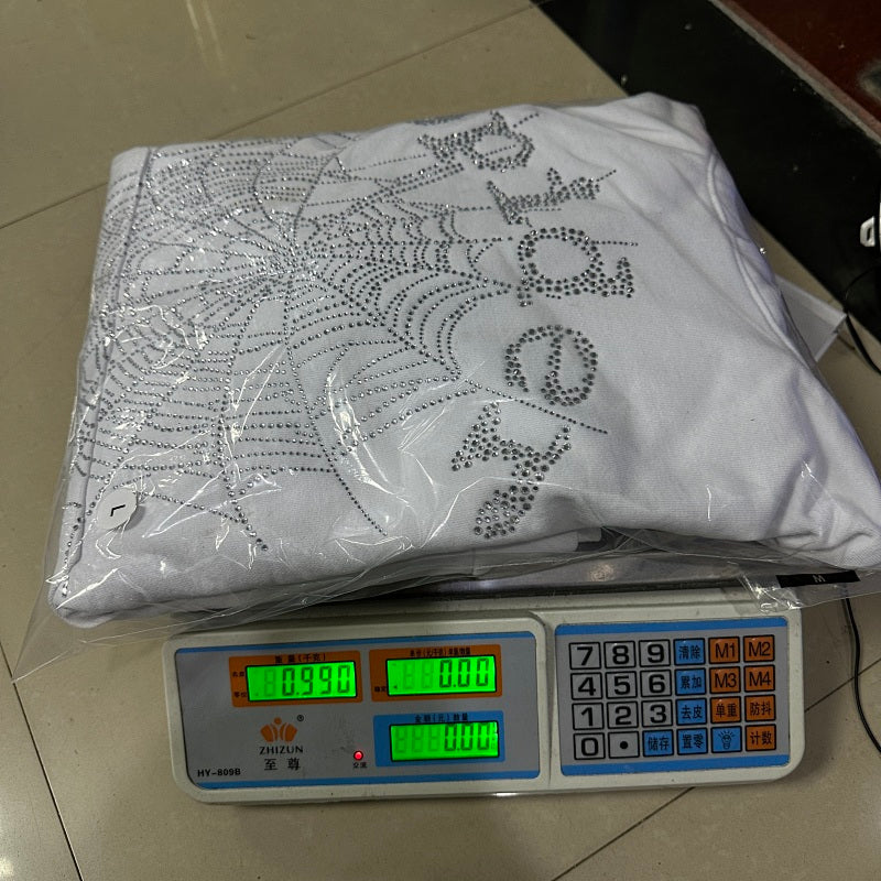 Sp5Der Rhinestone Logo Hoodie White