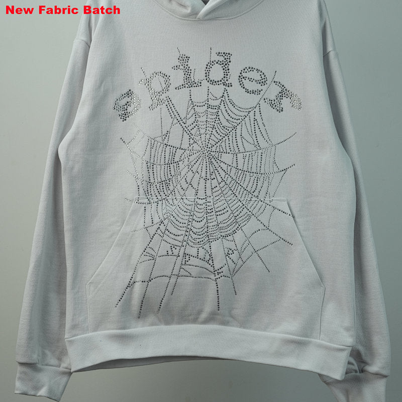 Sp5Der Rhinestone Logo Hoodie White