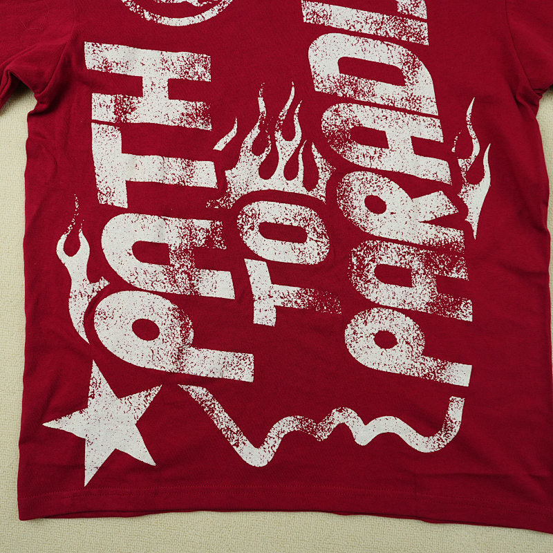 Hellstar Studios Jesus Emblem Short Sleeve Tee Shirt Blood Red