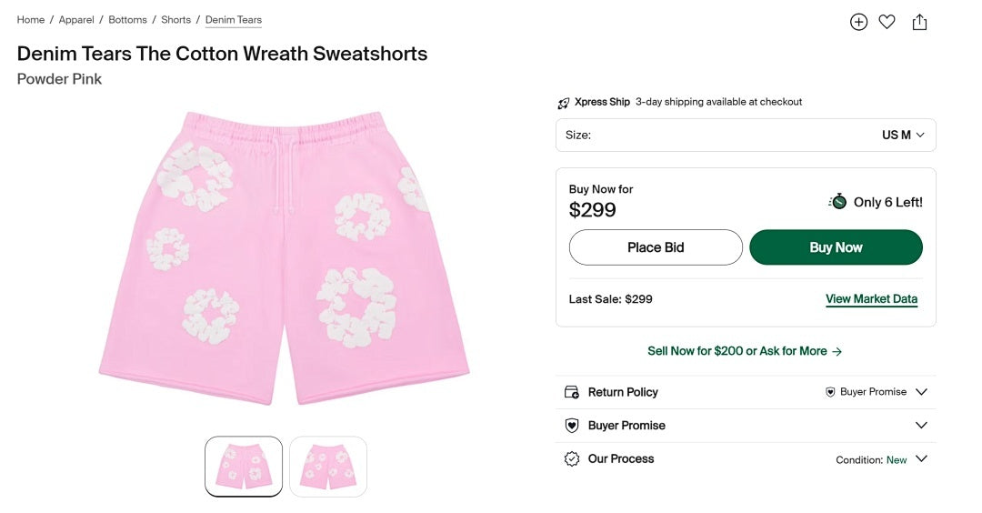 Denim Tears The Cotton Wreath Powder Sweatshorts