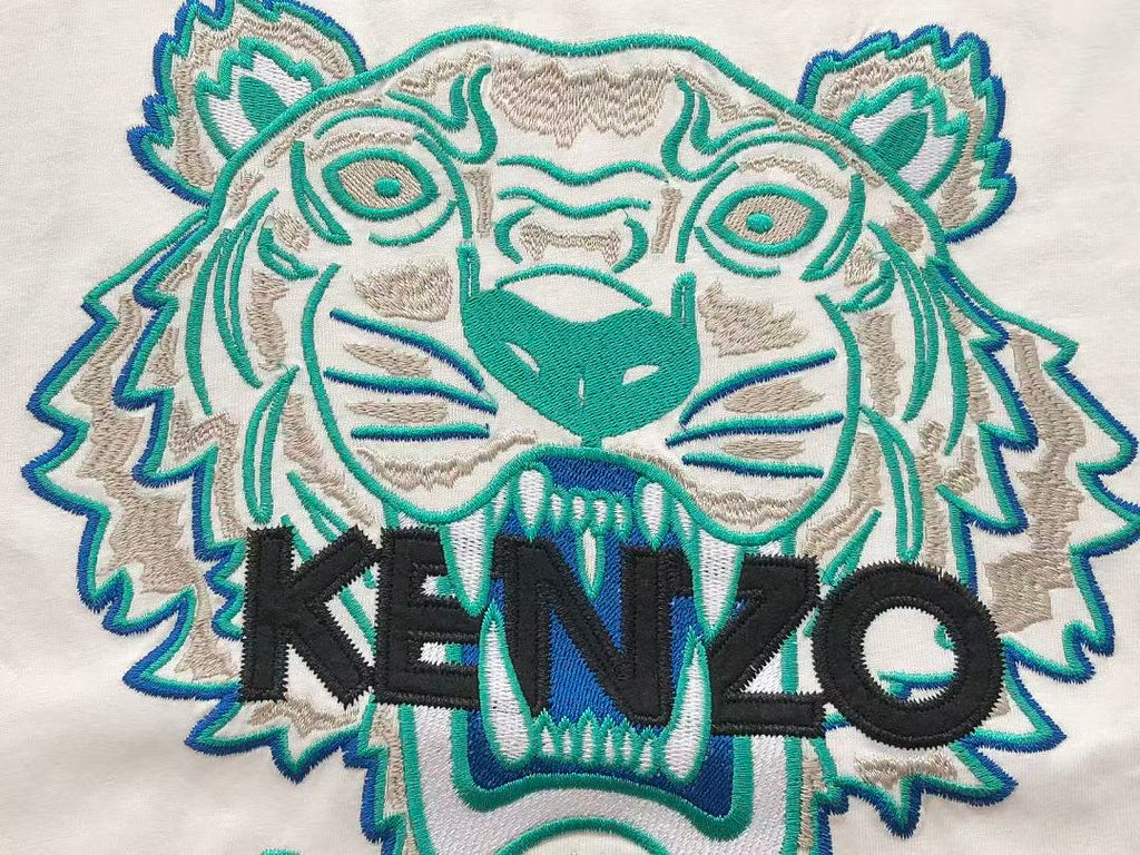 White Teal Tiger Graphic Kenzo T-Shirt