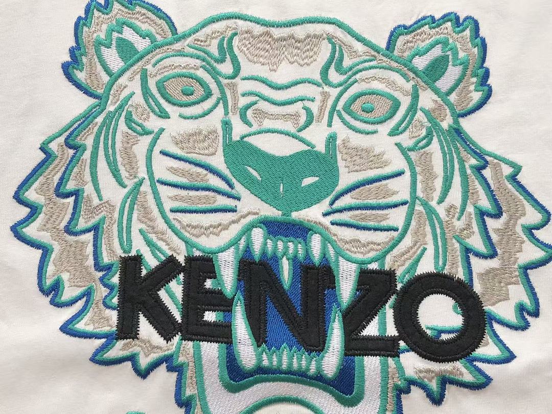 White Teal Tiger Graphic Kenzo T-Shirt