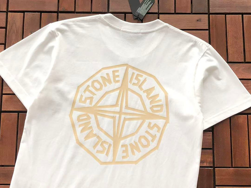 Black White Pink Circle Logo Stone Island T-Shirt