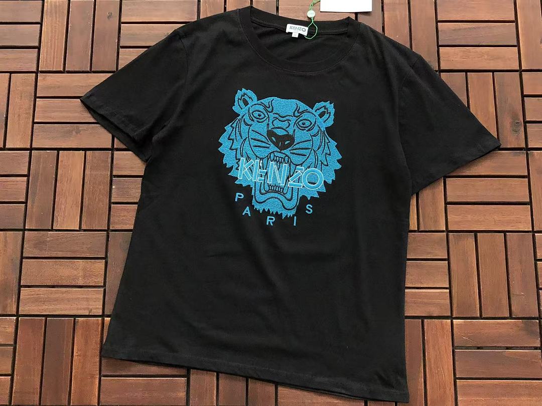Black Blue Tiger Graphic Kenzo T-Shirt