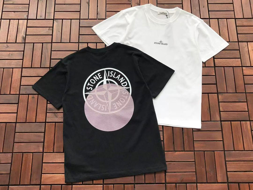 Black White Large Logo Stone Island T-Shirt