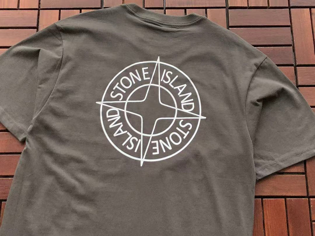 Grey Compass Logo Stone Island T-Shirt