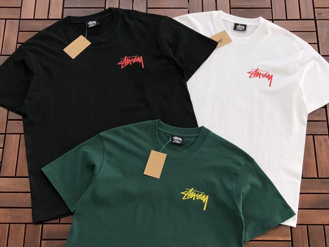 Multicolor Red Logo Stussy T-Shirt