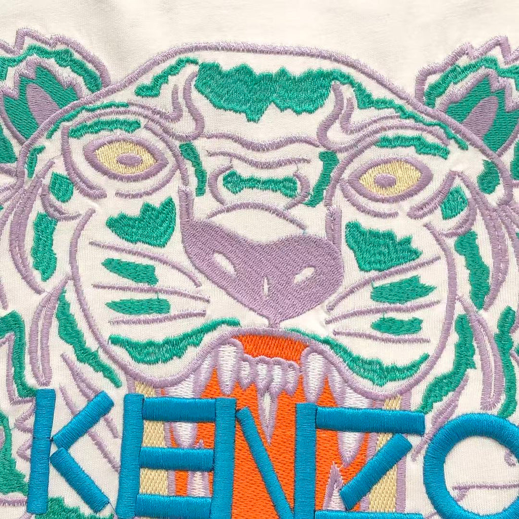 White Green Tiger Graphic Kenzo T-Shirt