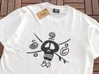Grey Skull Graphic Stussy T-Shirt