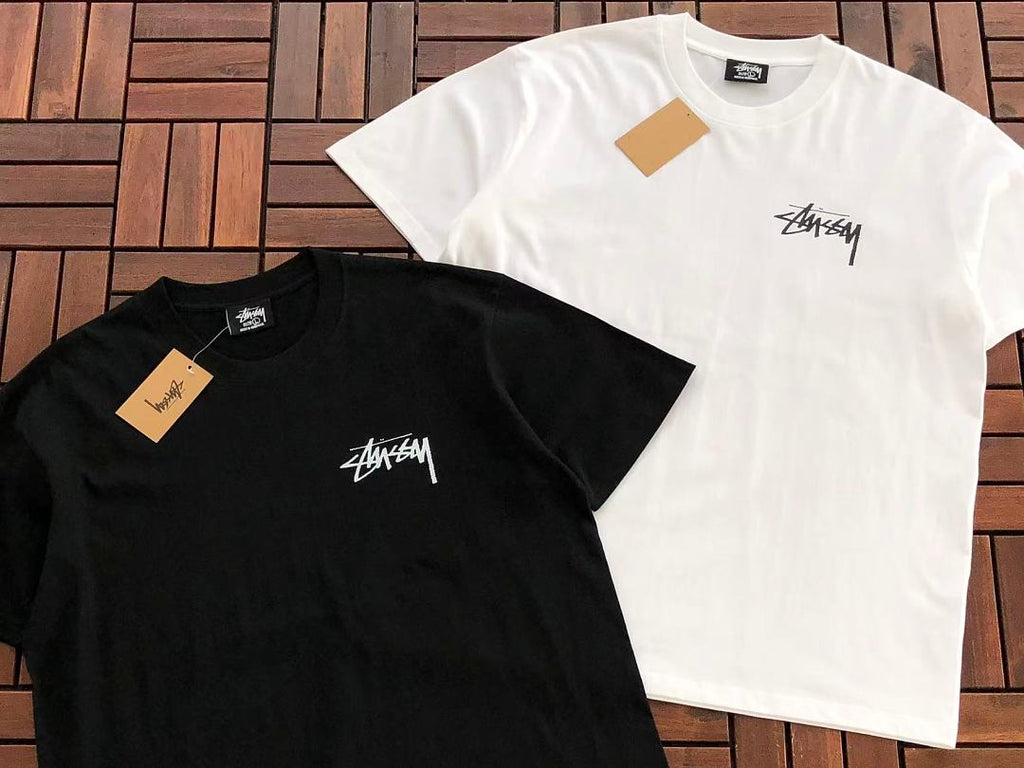 Black White Floral Graphic Stussy T-Shirt