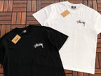 Black White Floral Graphic Stussy T-Shirt