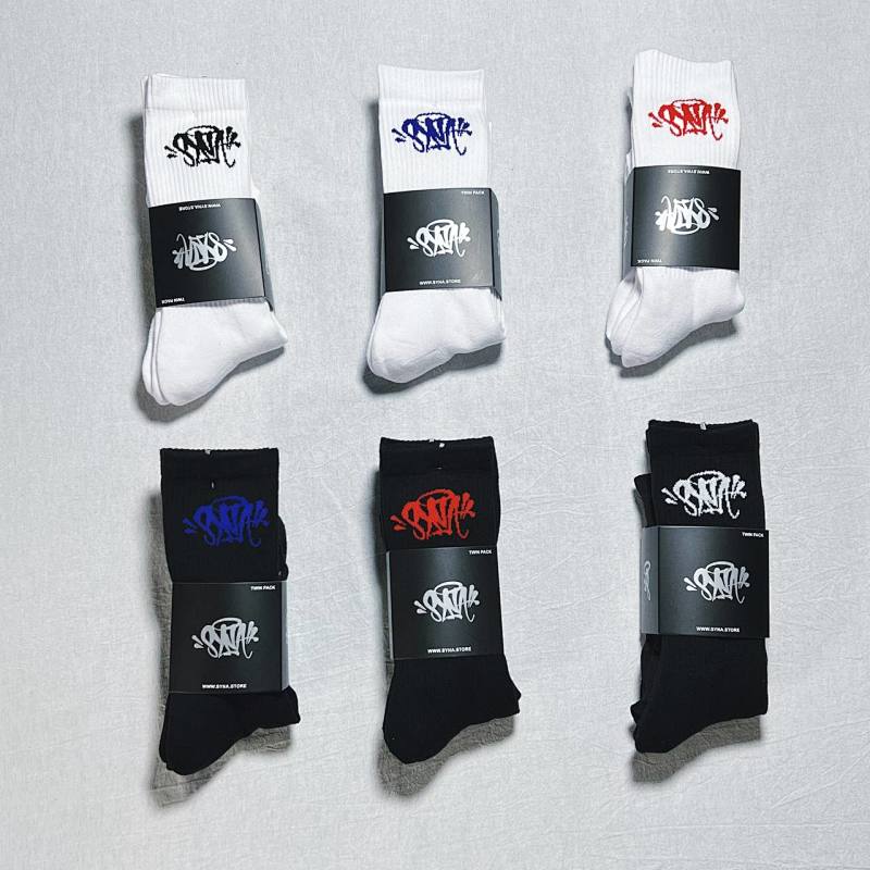 Syna World Crew Socks 6-Pack - White/Black/Blue/Red/Green
