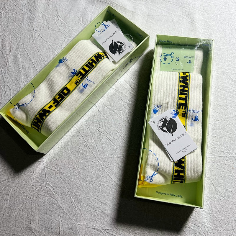 Off-White Crew Socks - White/Black/Yellow