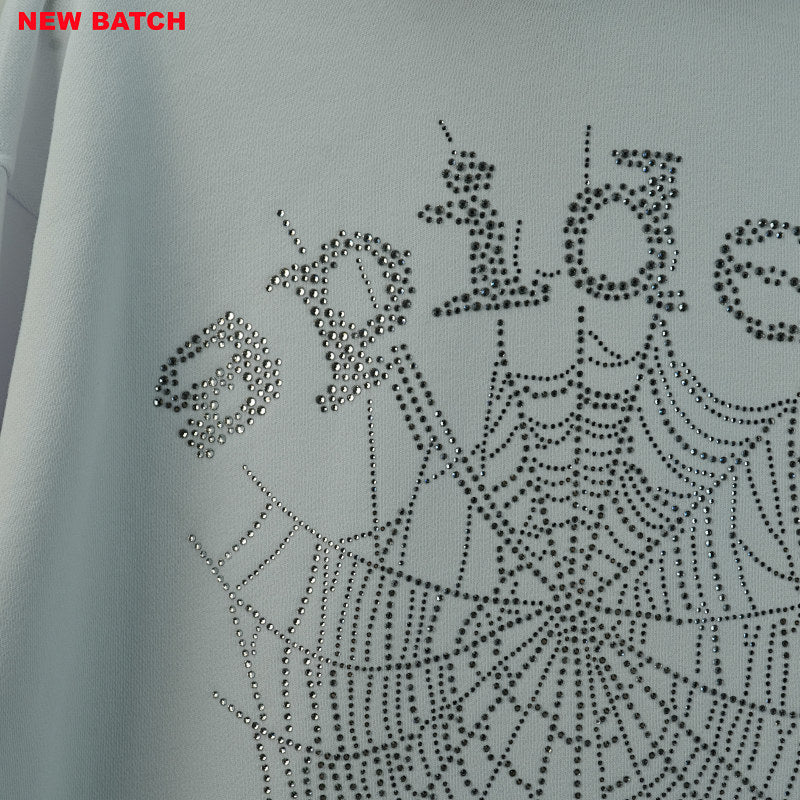 Sp5Der Rhinestone Logo Hoodie White