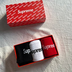 Supreme Crew Socks 3-Pack - Red/White/Black