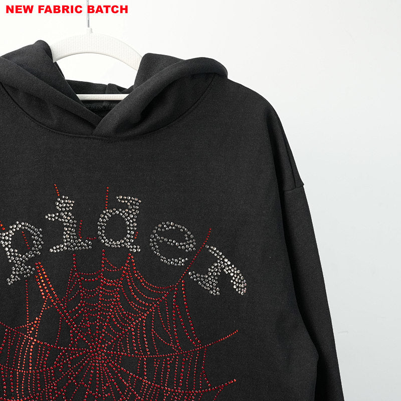 Sp5Der Rhinestone Logo Hoodie Black