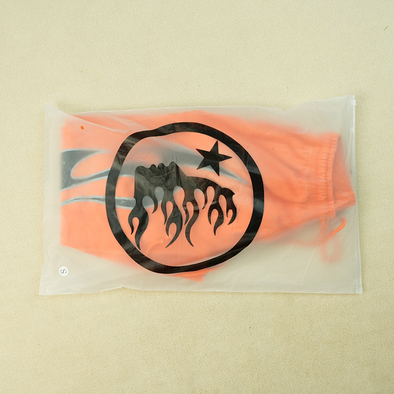 Hellstar Fire Orange Closed Elastic Bottom Sweatpants Orange Dye