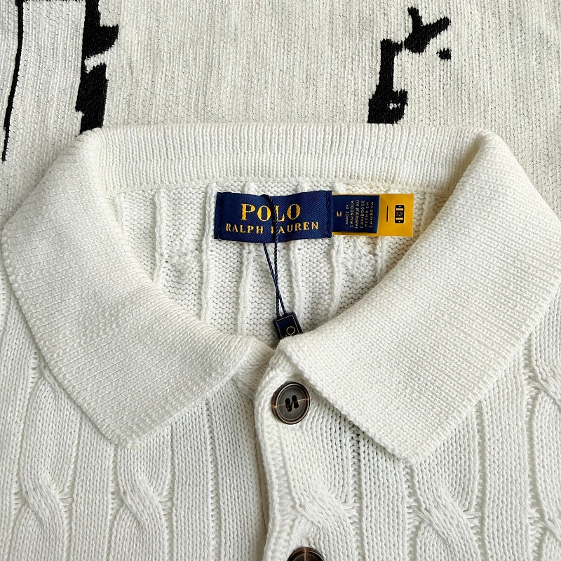 Polo Ralph Lauren Cable-Knit Polo Sweater - White