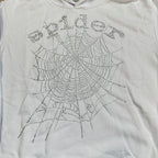 Sp5Der Rhinestone Logo Hoodie White