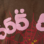 Sp5der Angel Number Hoodie Brown