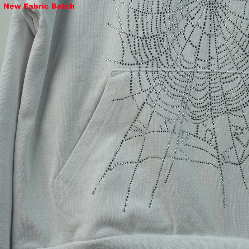Sp5Der Rhinestone Logo Hoodie White