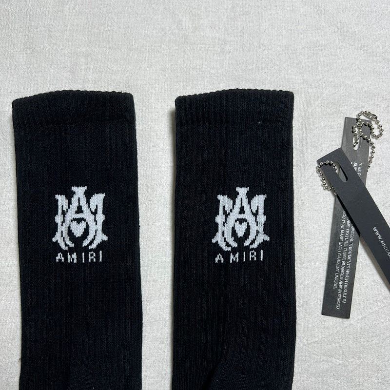 Black Crew Socks with Logo Detail