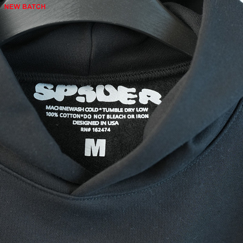 Sp5Der Rhinestone Logo Hoodie Black
