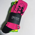 FOTI Skull Crew Socks 3-Pack - Pink/Black/Neon Green/Yellow