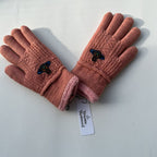 Knit Winter Gloves with Emblem Patch