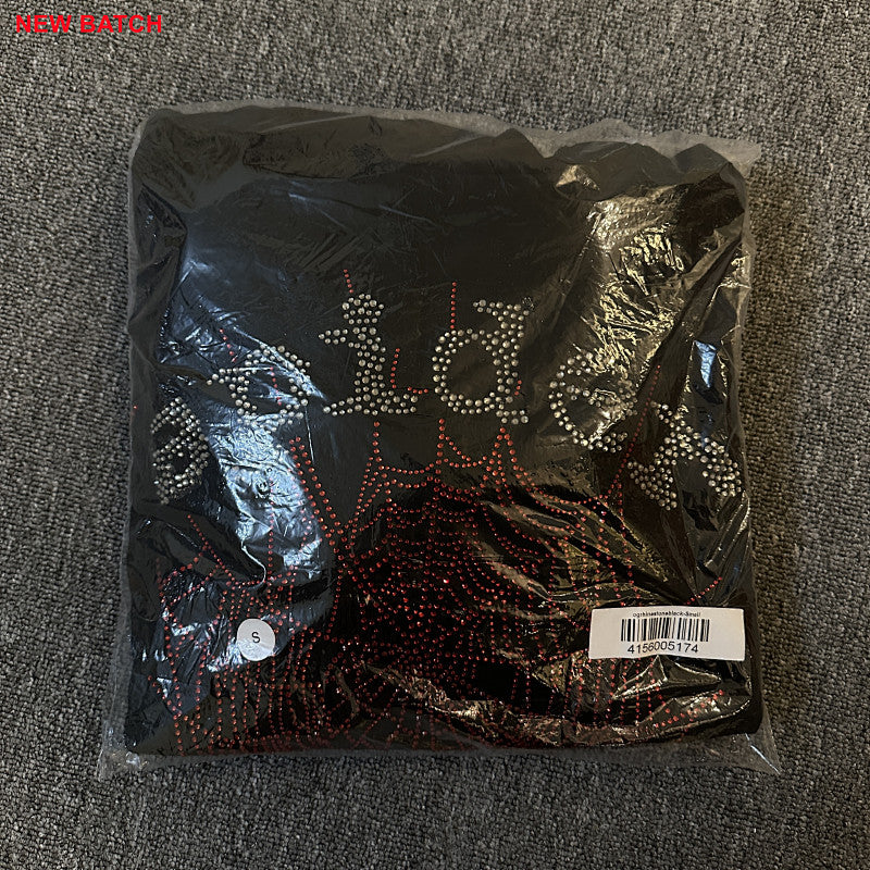 Sp5Der Rhinestone Logo Hoodie Black