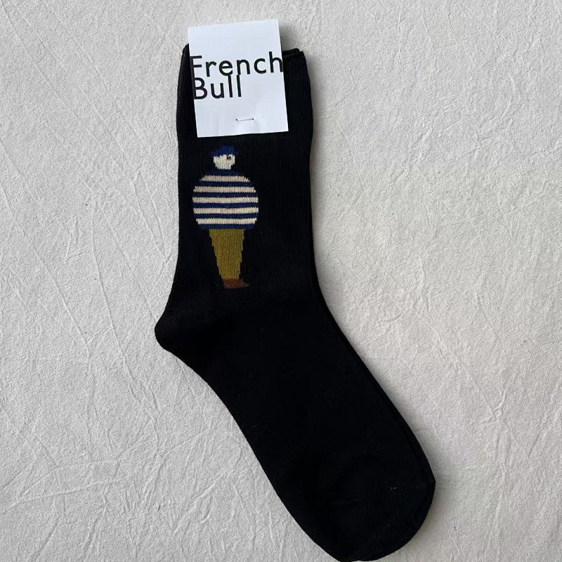 French Bull Cotton Crew Socks with Character Print