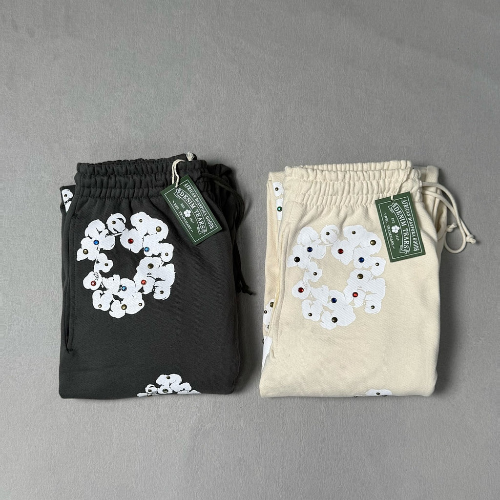 Rhinestone Cotton Wreath Zip Hoodie