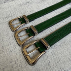 Crocodile-Embossed Belt - Green