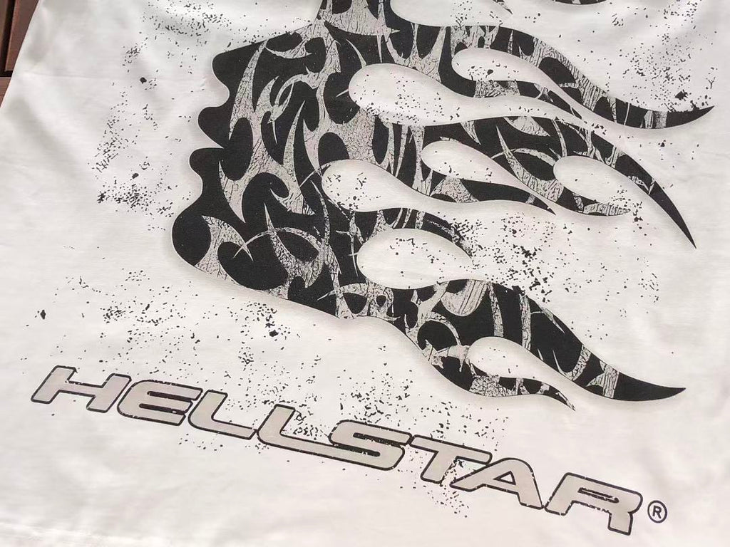 White Black Flame Graphic Hellstar T-Shirt