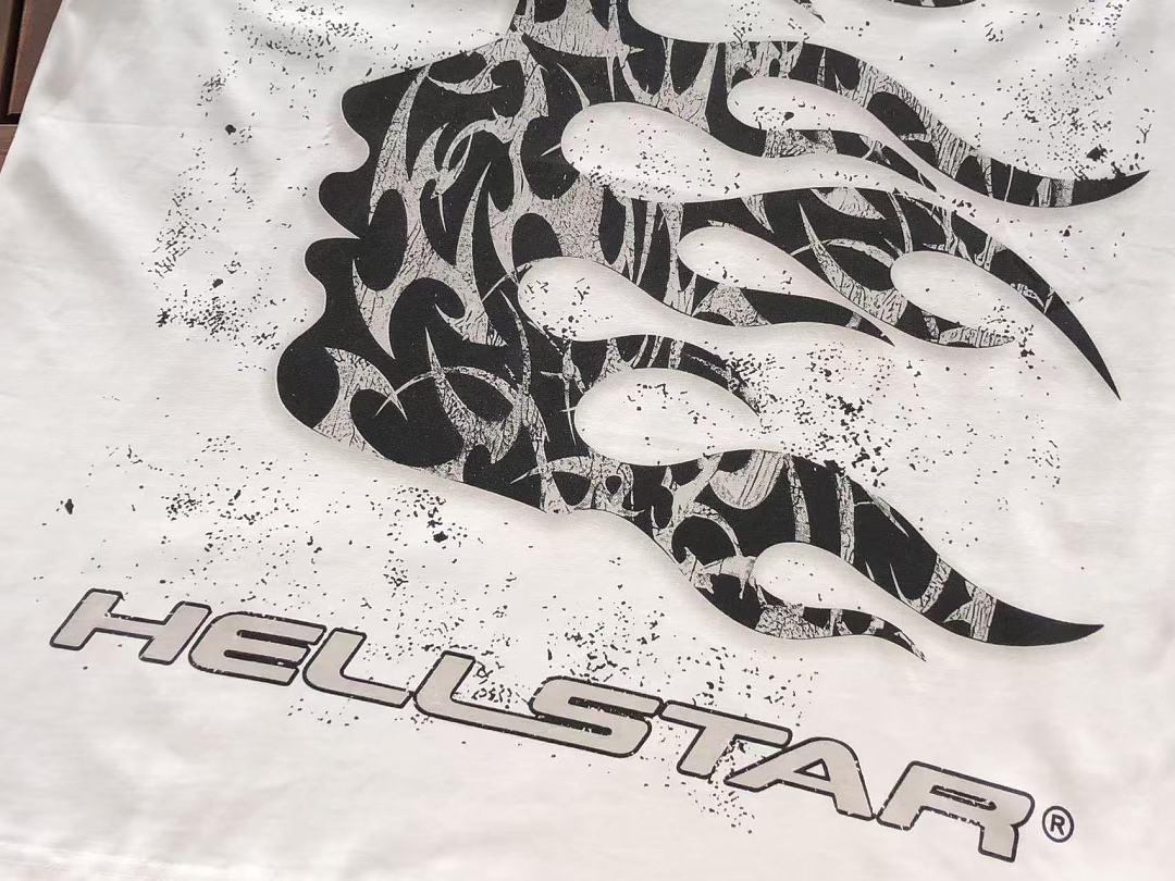 White Black Flame Graphic Hellstar T-Shirt