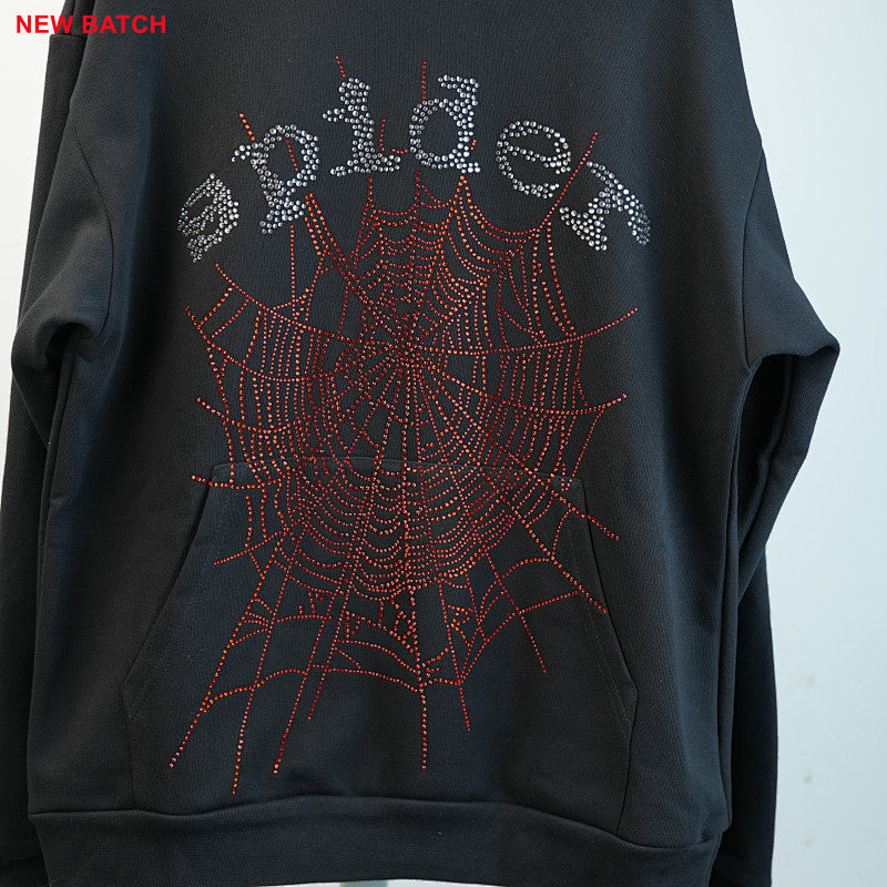 Sp5Der Rhinestone Logo Hoodie Black