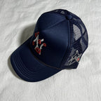 Navy Trucker Cap with NY Logo and Lips Embroidery