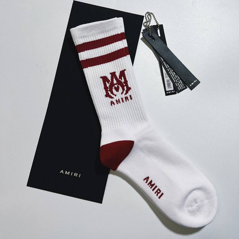 AMIRI Athletic Crew Socks - White/Red/Teal