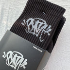 Black Crew Socks with Graffiti Logo Twin Pack