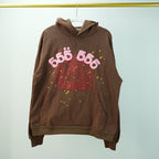Sp5der Angel Number Hoodie Brown
